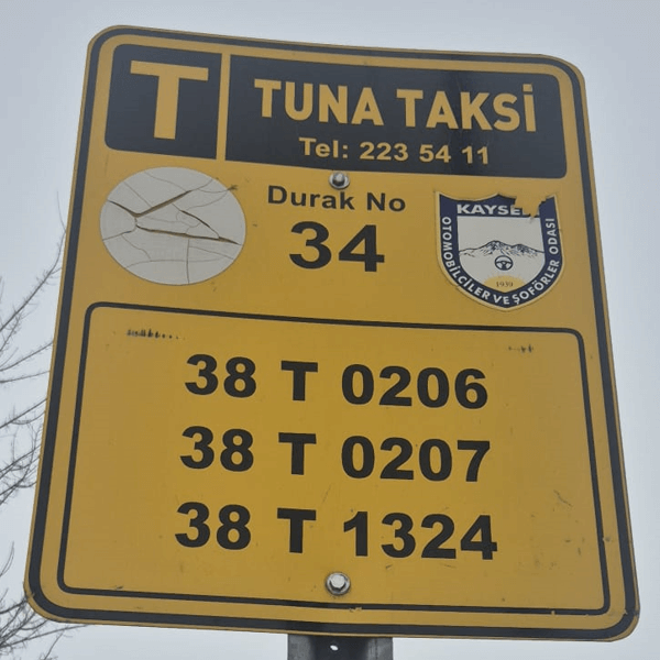 Tuna Taksi Durağı Kayseri Kocasinan 1